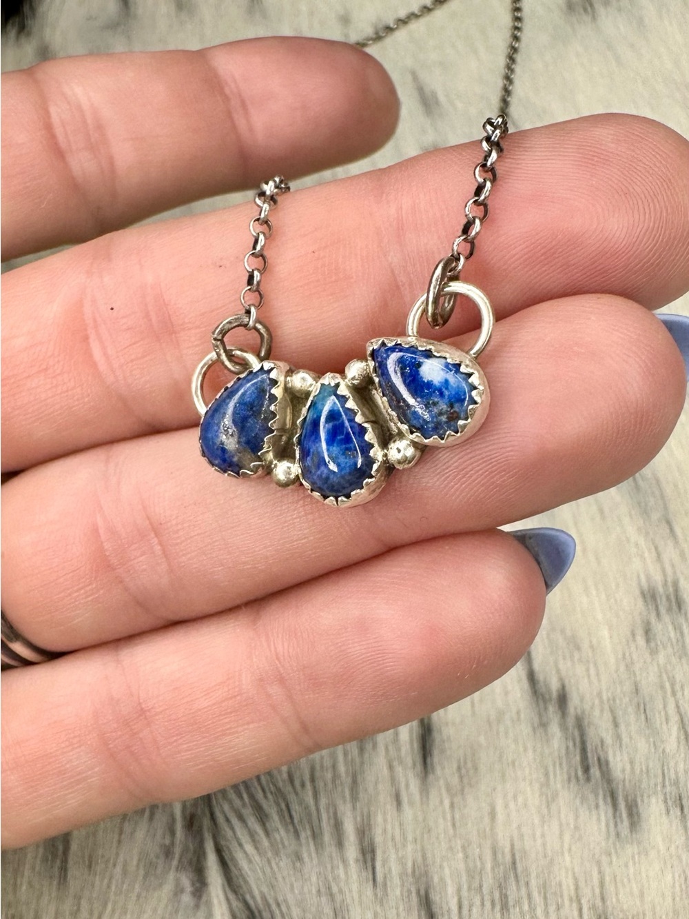 Blue Lapis .925 Silver Teardrop Necklace - Women's Jewelry Native Made